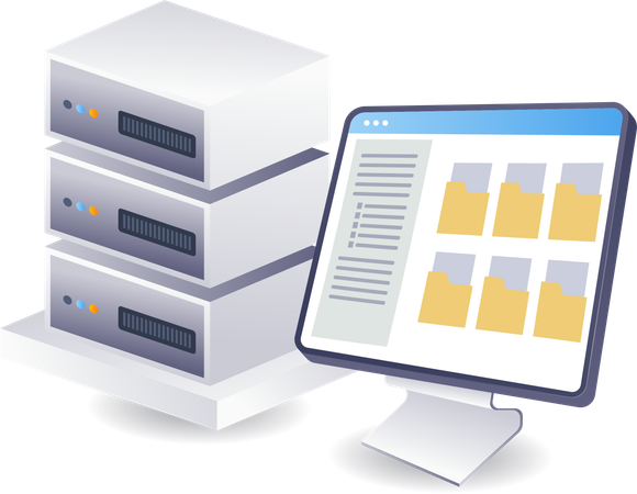 Computer folder data server technology  イラスト