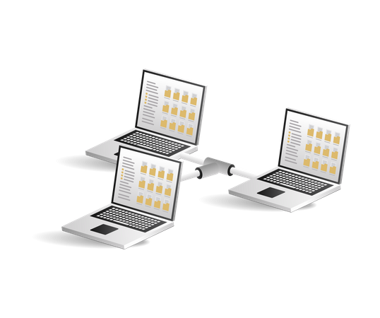 Computer folder network data  Illustration