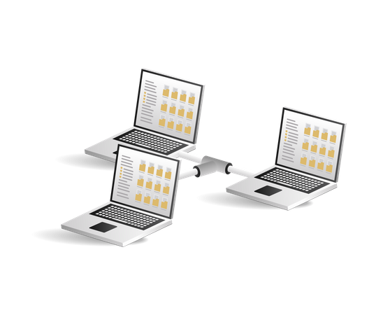 Computer folder network data  イラスト