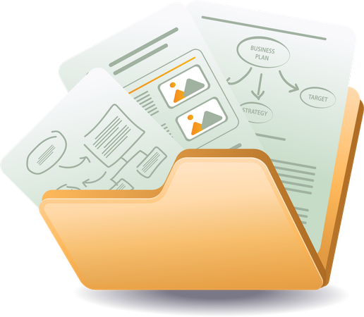 Computer folder with stored data  Illustration