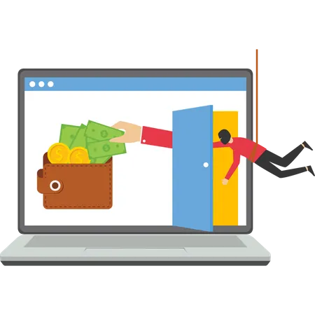 Computer hacker stealing money online  Illustration