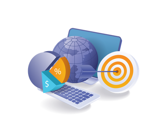 Computer internet analysis target  Illustration