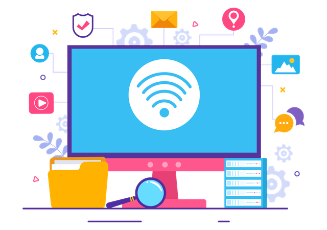 Computer is connected to Intranet  Illustration