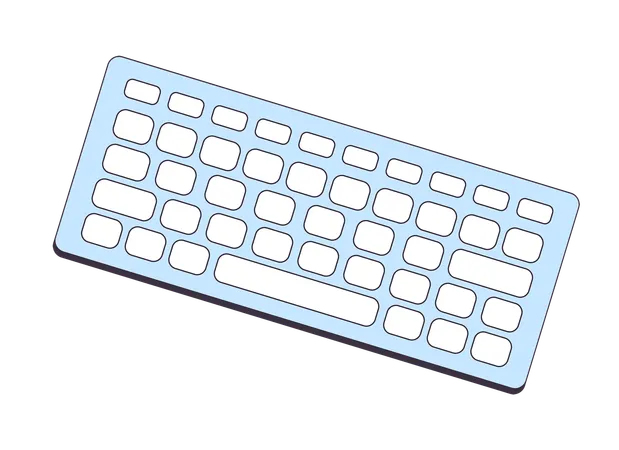컴퓨터 키보드 플랫 라인 색상 격리 벡터 개체입니다 컴퓨터에 입력하기 위한 입력 장치입니다 흰색 배경에 편집 가능한 클립 아트 이미지입니다 웹 디자인을 위한 간단한 개요 만화 지점 그림 일러스트레이션