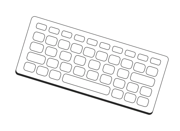컴퓨터 키보드 평면 흑백 격리 벡터 개체입니다 컴퓨터에 입력하기 위한 입력 장치입니다 편집 가능한 흑백 라인 아트 드로잉입니다 웹 그래픽 디자인을 위한 간단한 개요 지점 그림 일러스트레이션