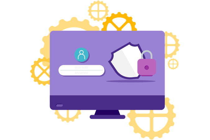 Computer login security  Illustration