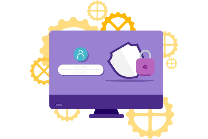 Computer login security  Illustration