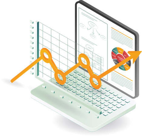 Computer management and business analysis growing  Illustration