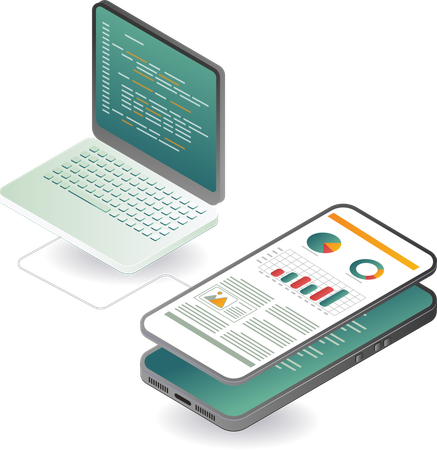 Computer management and smartphone development  Illustration