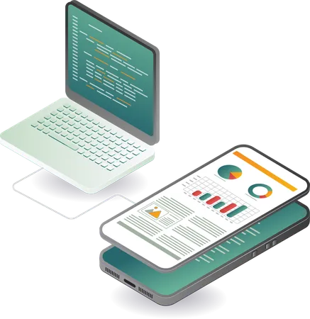 Computer management and smartphone development  Illustration