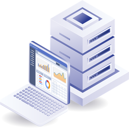 Computer management Server data analysis  Illustration