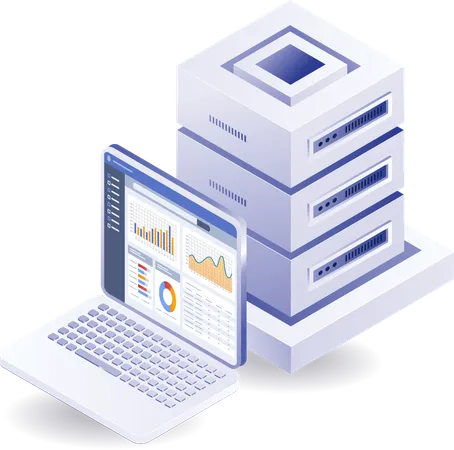 Computer management Server data analysis  Illustration