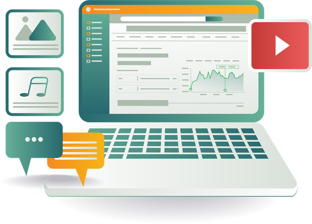 Computer media technology management  Illustration