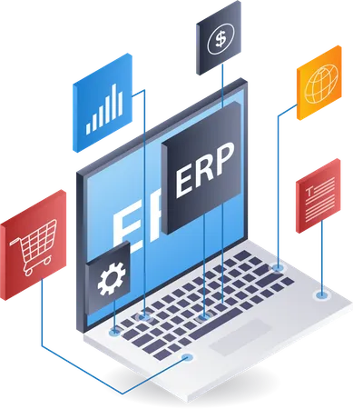 Computer network and  ERP business technology  Illustration