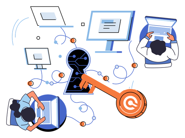 Computer network between internet users  Illustration