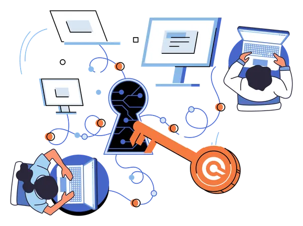 Computer network between internet users  Illustration