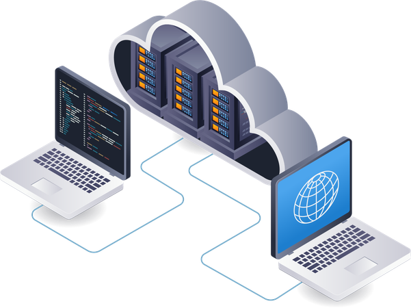Computer network program cloud server technology analyst  Illustration