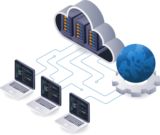 Computer network programmer cloud server technology analyst  Illustration