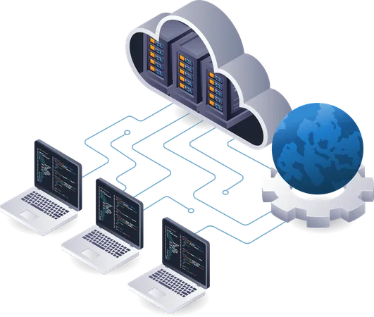 Computer network programmer cloud server technology analyst  Illustration