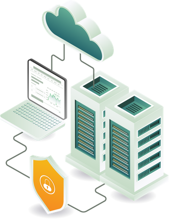 Computer network security and cloud server business  Illustration