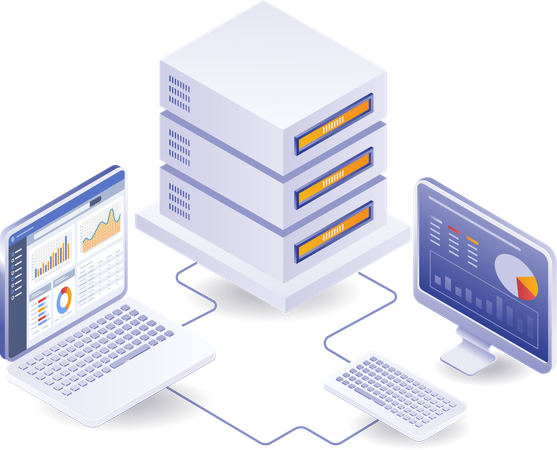 Computer network server  Illustration