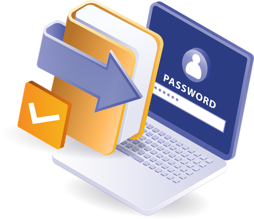 Computer password with data folder file  Illustration