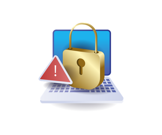 Computer personal data security warning  Illustration