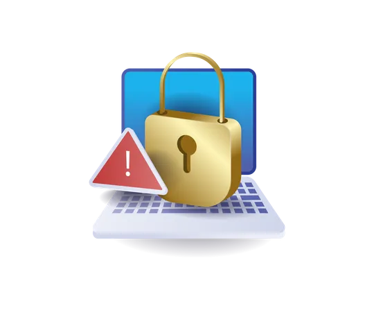 Computer personal data security warning  Illustration