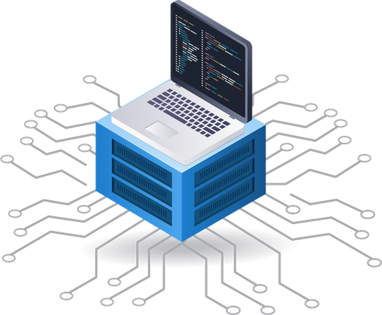 Computer programmer server technology  Illustration