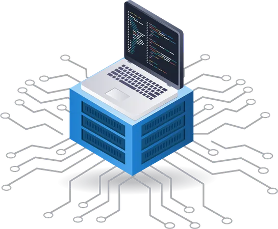 Computer programmer server technology  Illustration