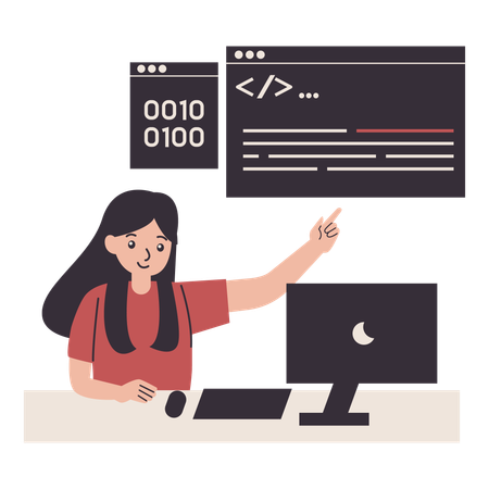Computer Programmer works on coding  Illustration