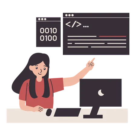 Computer Programmer works on coding  Illustration