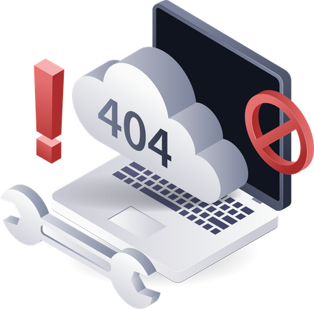 Computer received an error warning code 404  Illustration