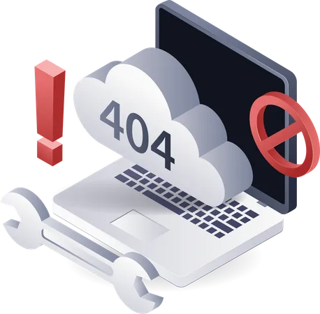 Computer received an error warning code 404  Illustration