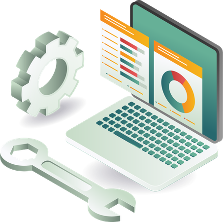 Computer repair analysis technology applications  Illustration