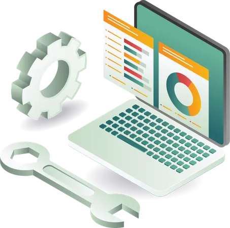 Computer repair analysis technology applications  Illustration