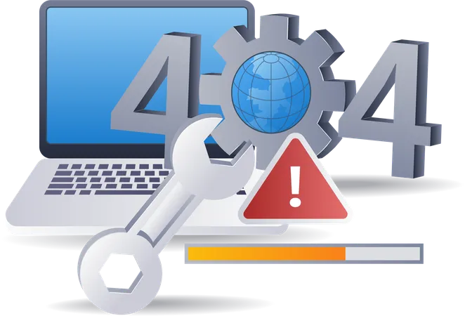 Computer repair error code 404  Illustration