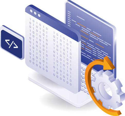 Computer screen programming language with hacker code  Illustration