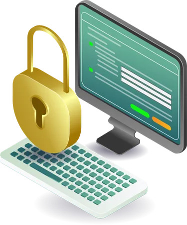 Computer secure lock  Illustration