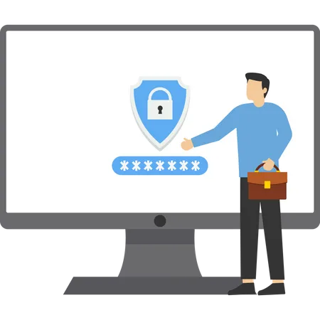 Computer security lock screen Illustration