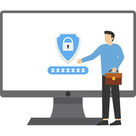 Computer security lock screen  Illustration