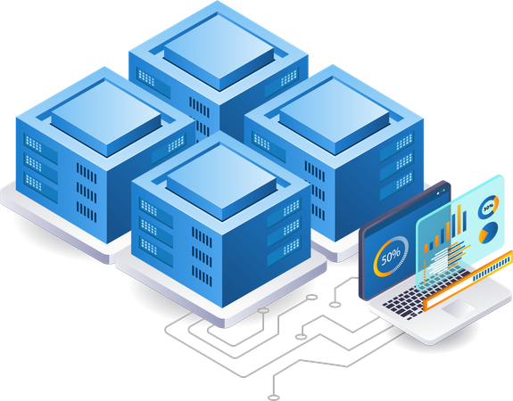 Computer server data analyst technology  Illustration