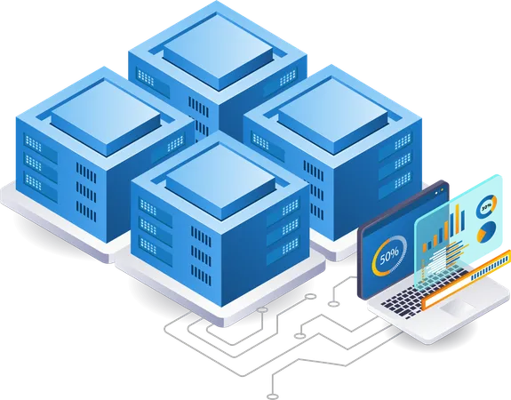 Computer server data analyst technology  Illustration