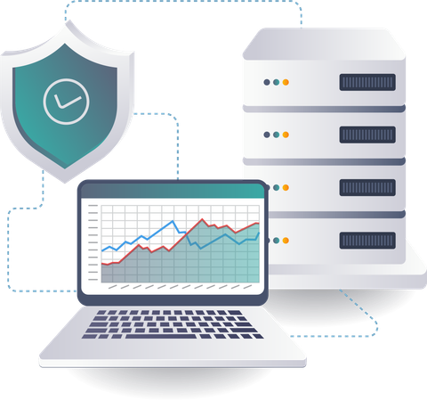 Computer server data security analysis  Illustration