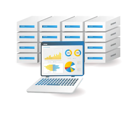 Computer server database  Illustration