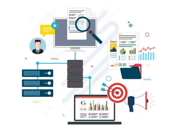 Computer server database  Illustration