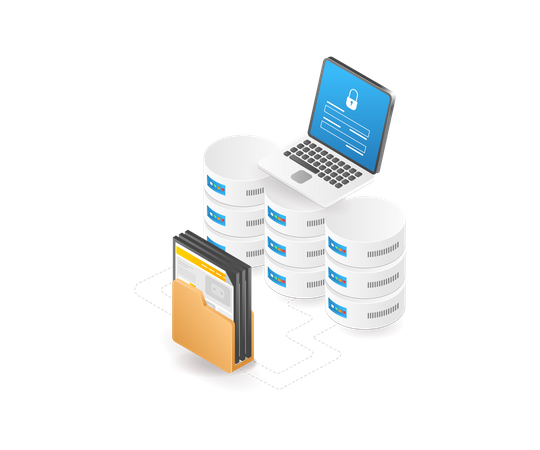 Computer server folder data security password  イラスト
