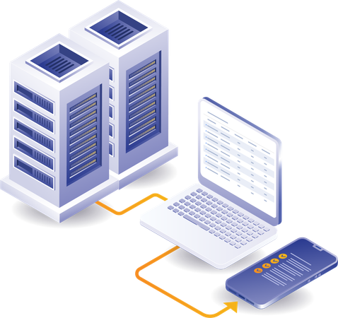 Computer smartphone data server  Illustration