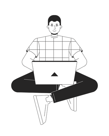 Computer specialist working on laptop Illustration