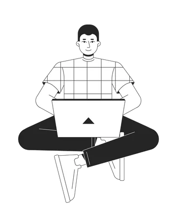 Computer specialist working on laptop  Illustration